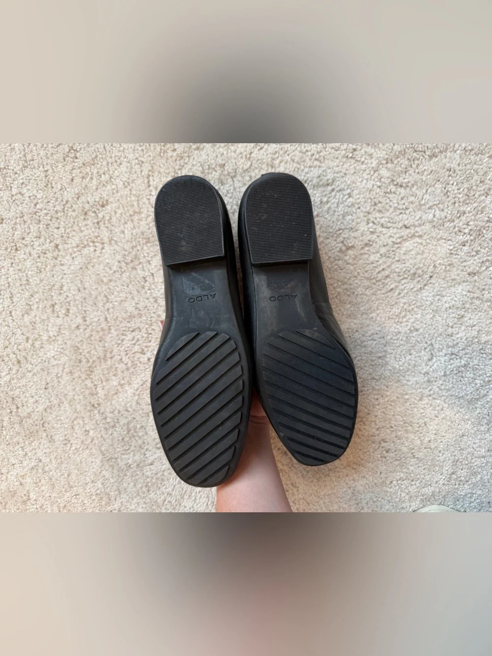 Women’s Aldo Black Leather Loafers with Gold Accent